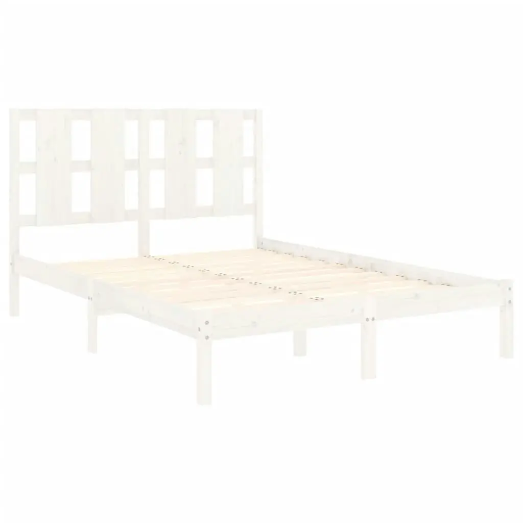 Bed Frame White Solid Wood 137x187 cm Double Size 3105576