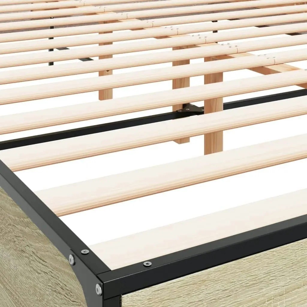 Bed Frame Sonoma Oak 150x200 cm Engineered Wood and Metal 3280003