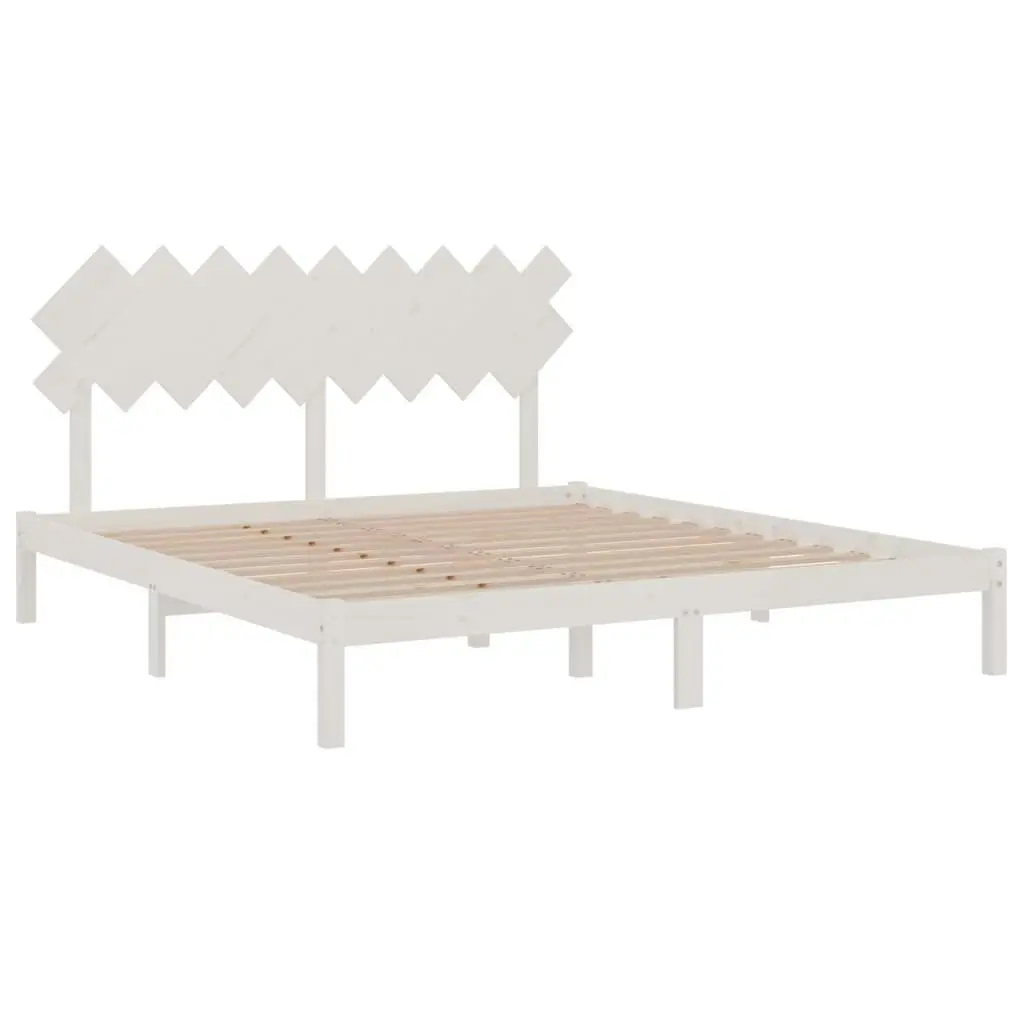 Bed Frame White 183x203 cm King Size Solid Wood 3104884