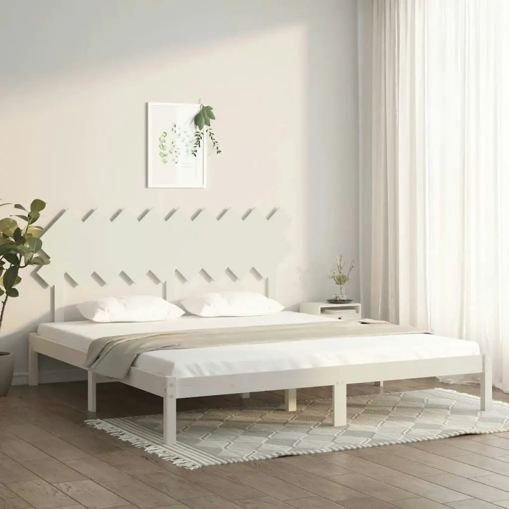 Bed Frame White 183x203 cm King Size Solid Wood 3104884