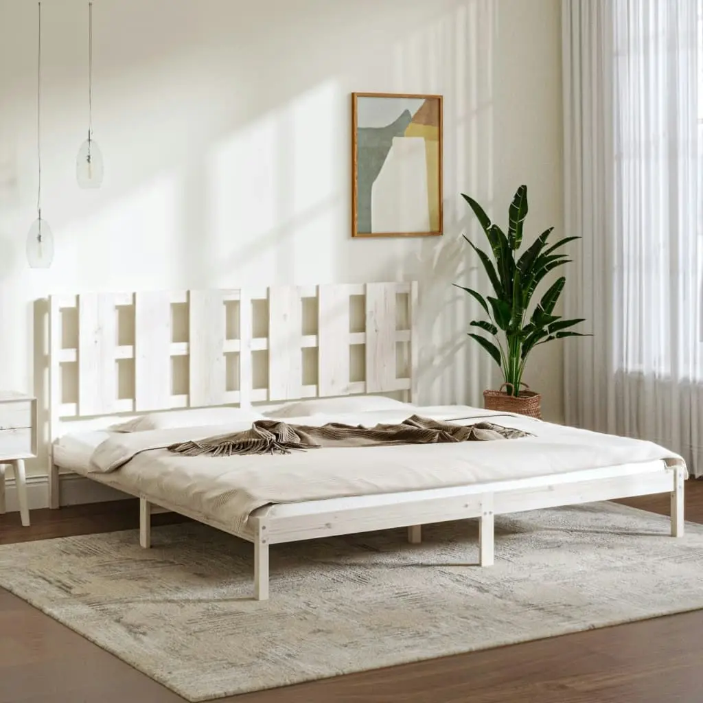 Bed Frame White Solid Wood 183x203 cm King Size 3105616