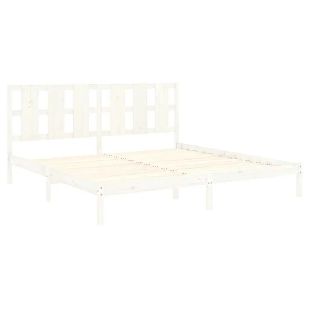 Bed Frame White Solid Wood 183x203 cm King Size 3105616