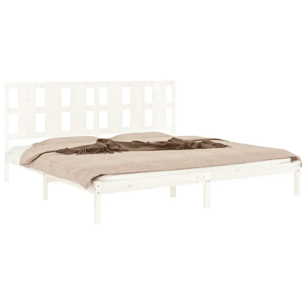 Bed Frame White Solid Wood 183x203 cm King Size 3105616