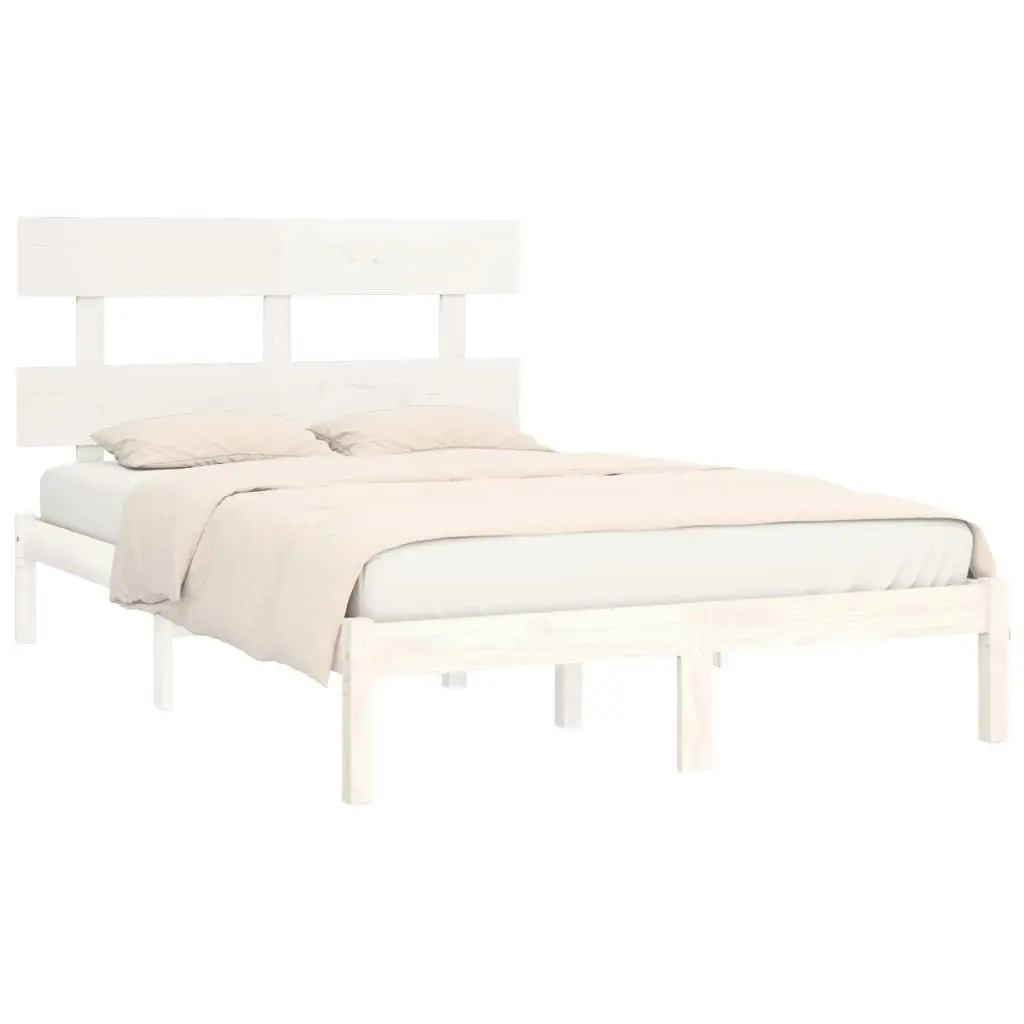 Bed Frame White Solid Wood 183x203 cm King Size 3104689