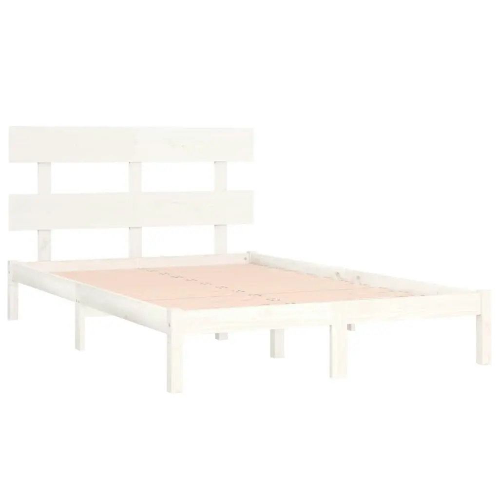 Bed Frame White Solid Wood 183x203 cm King Size 3104689