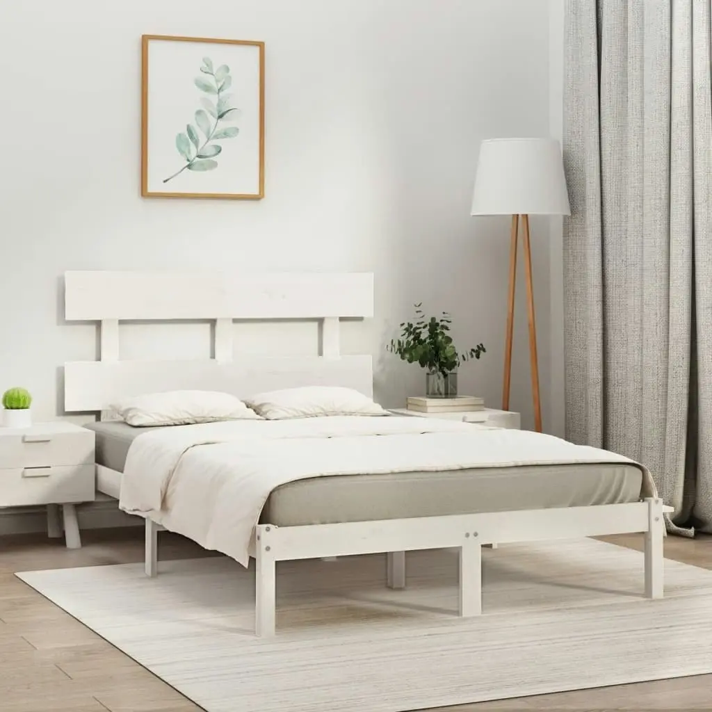 Bed Frame White Solid Wood 183x203 cm King Size 3104689