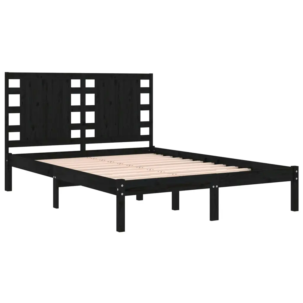 Bed Frame without Mattress Black 135x190 cm Solid Wood 3104197