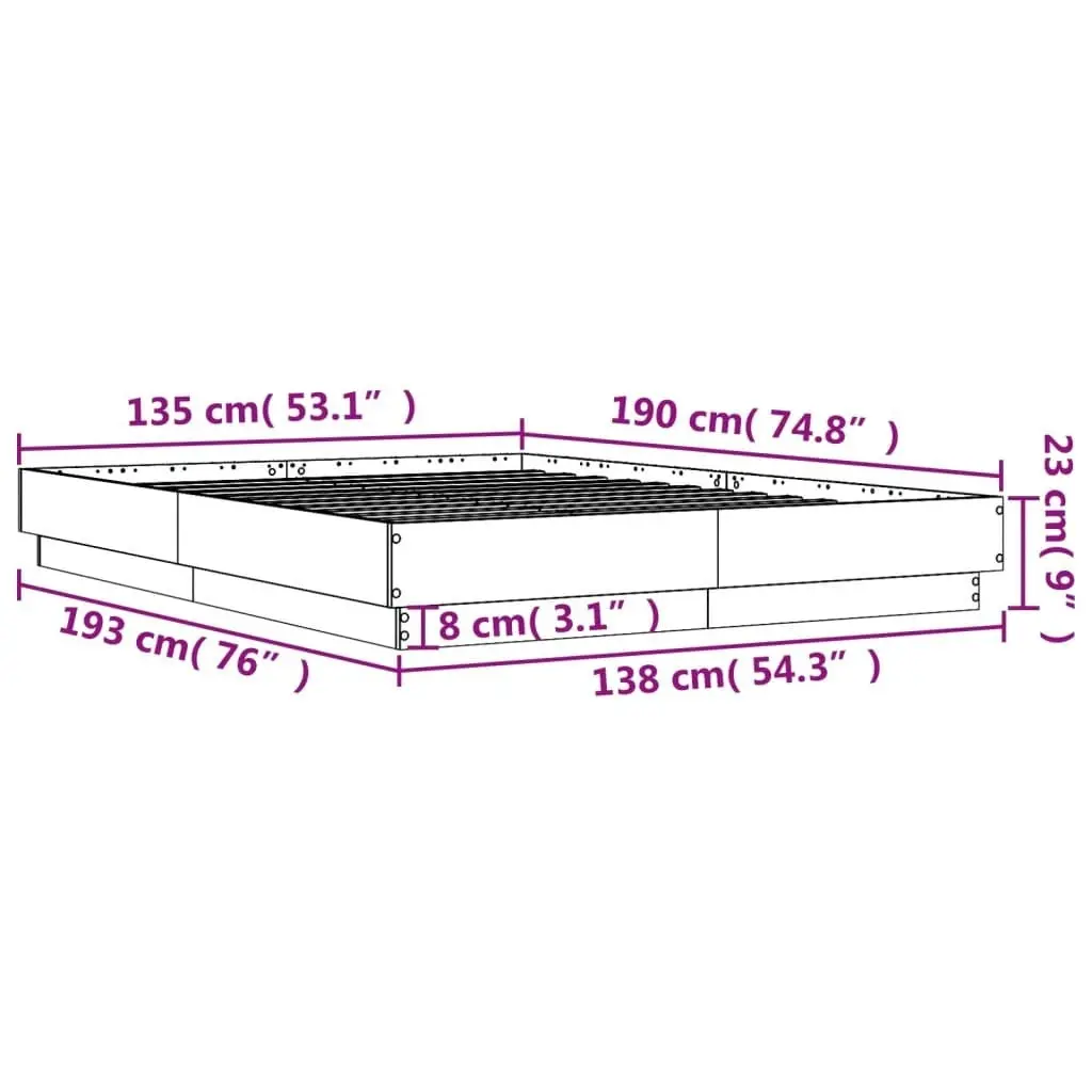 Bed Frame White 135x190 cm Engineered Wood 3209877