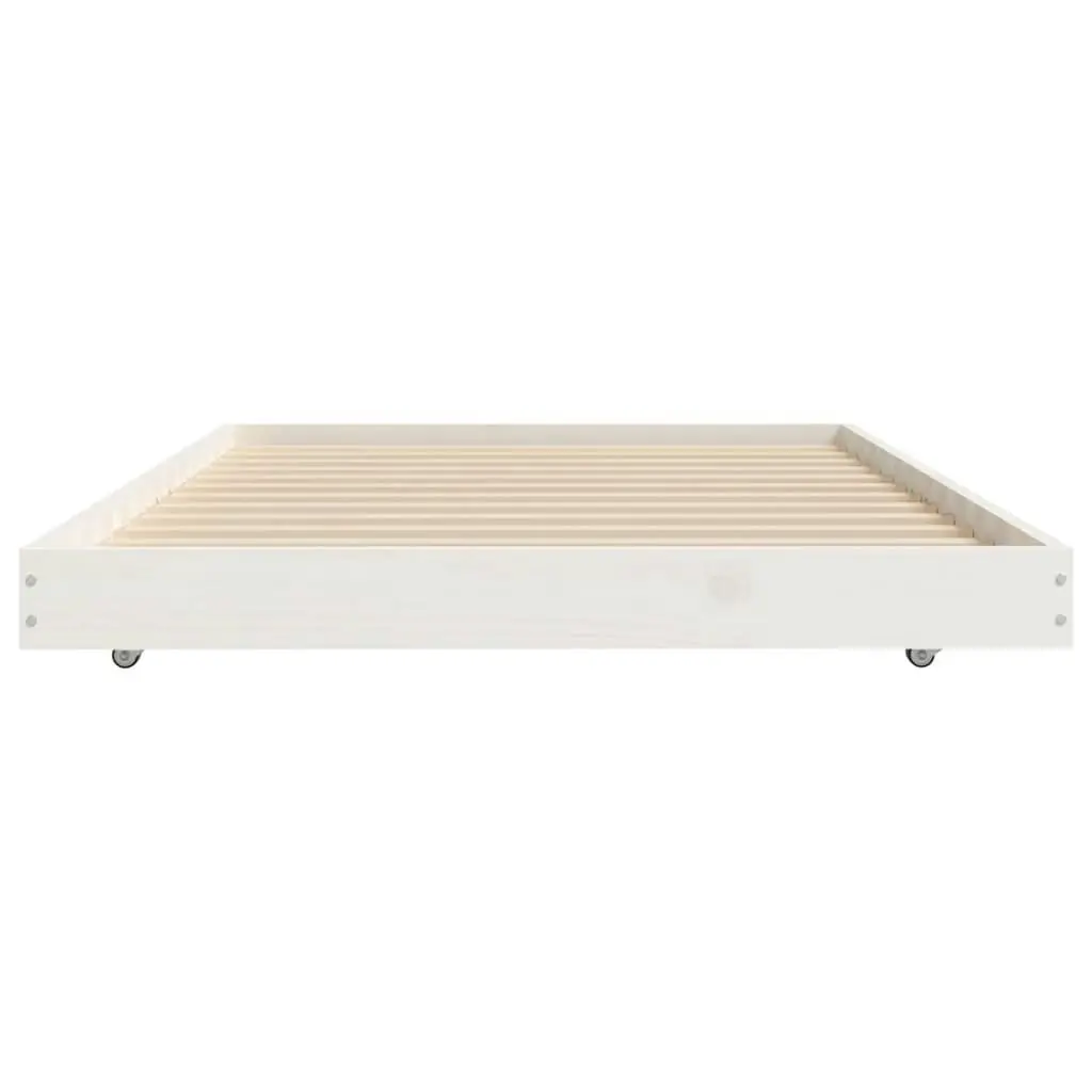 Bed Frame White 92x187 cm Single Size Solid Wood Pine 823505