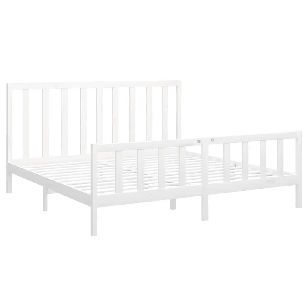 Bed Frame without Mattress White 183x203 cm King Solid Wood Pine 3106719