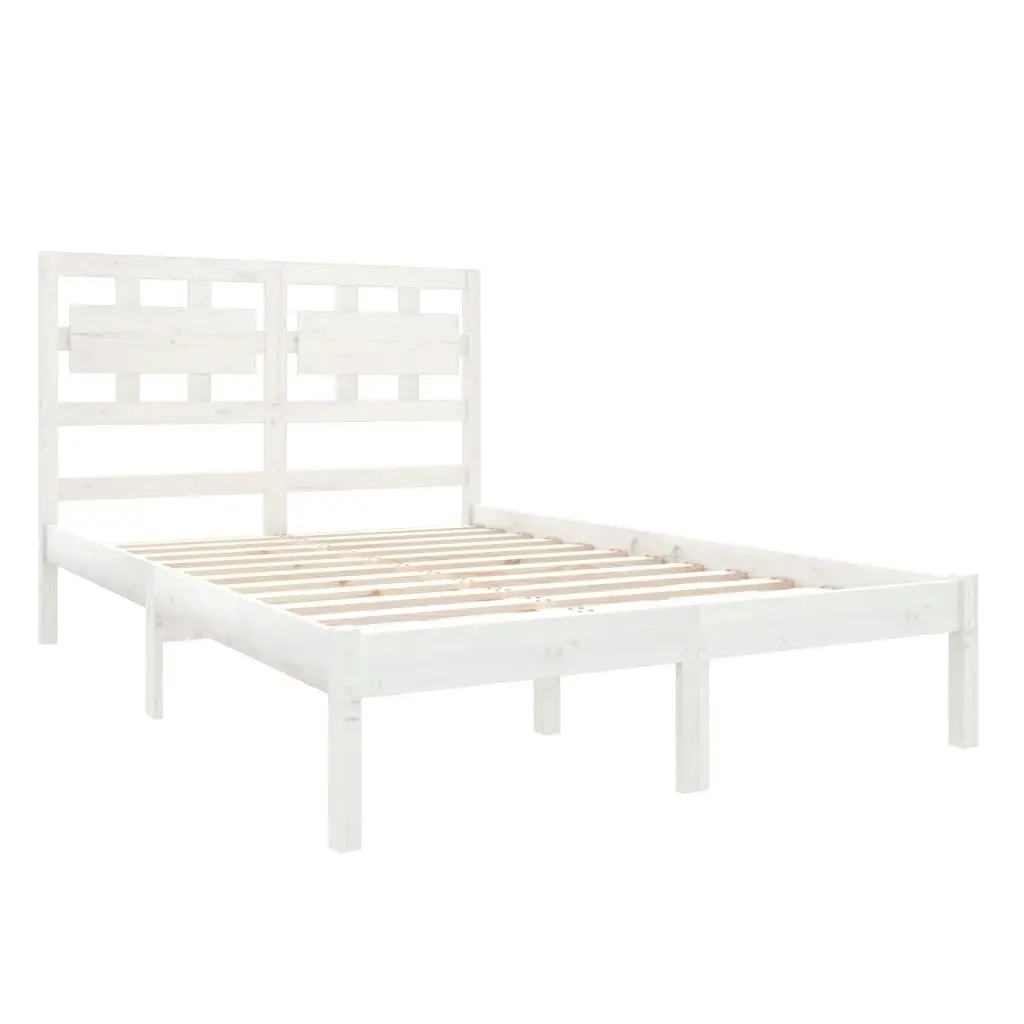 Bed Frame without Mattress White 135x190 cm Solid Wood 3105641