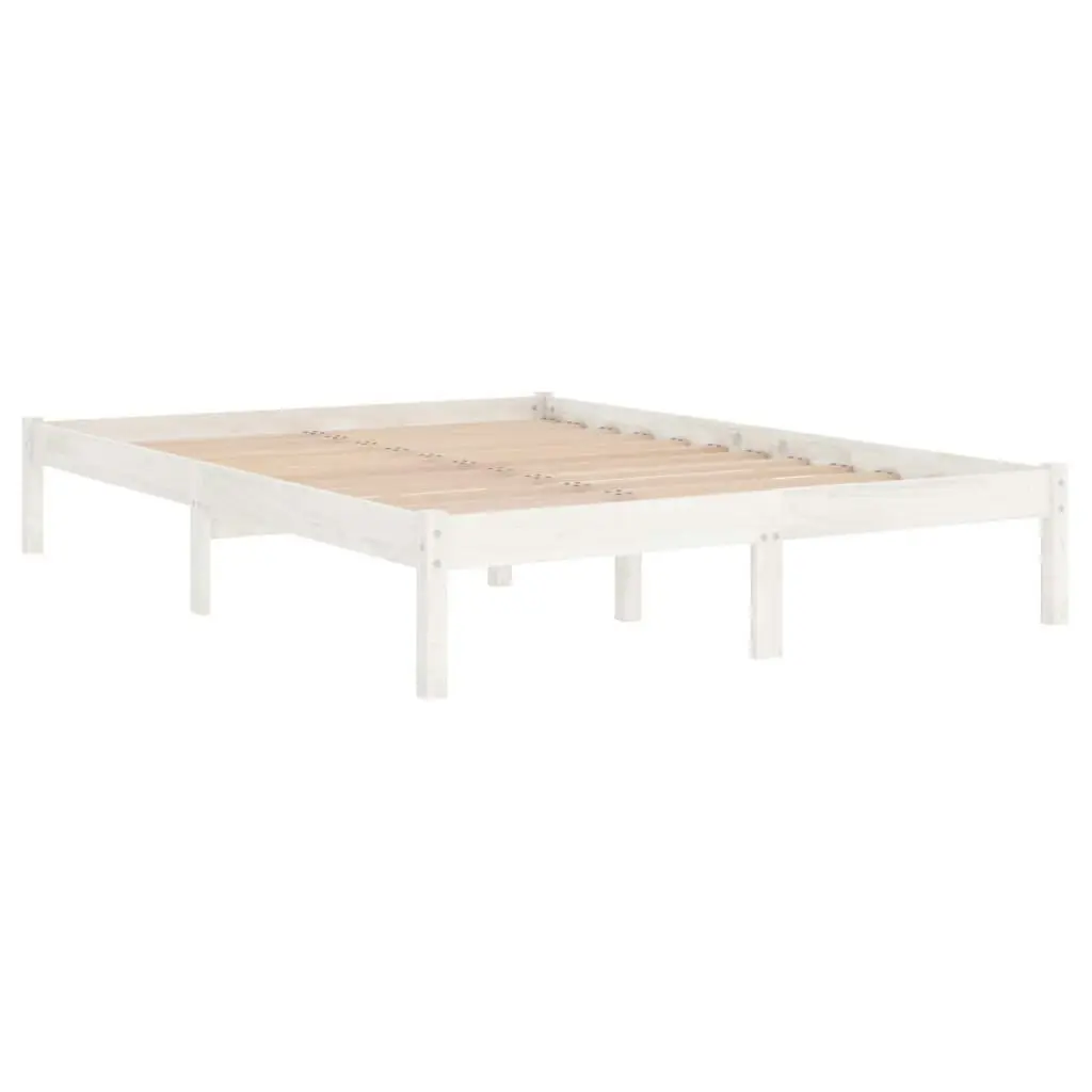 Bed Frame without Mattress White 135x190 cm Solid Wood 3105641