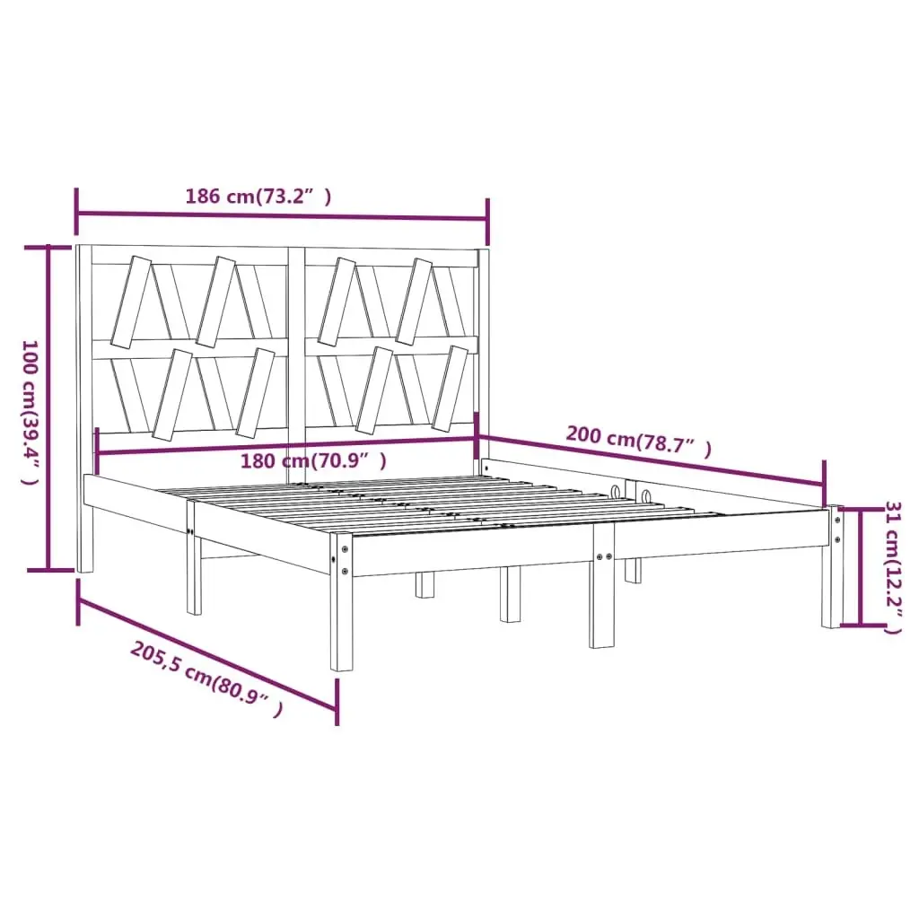 Bed Frame without Mattress White Solid Wood 183x203 cm King 3104014