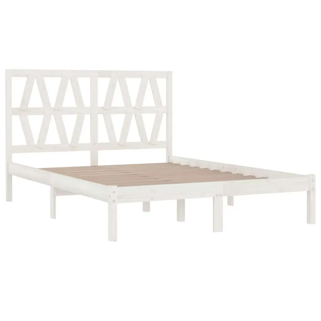 Bed Frame without Mattress White Solid Wood 183x203 cm King 3104014