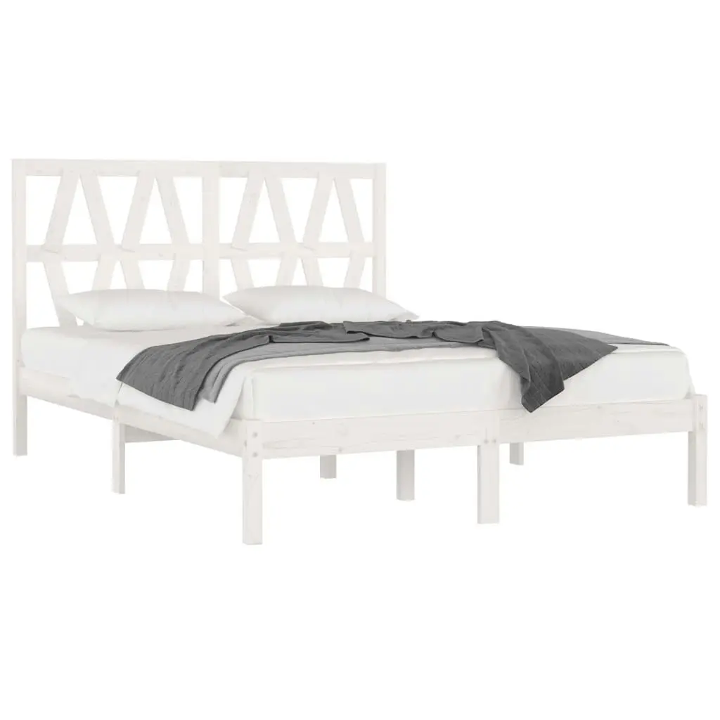 Bed Frame without Mattress White Solid Wood 183x203 cm King 3104014