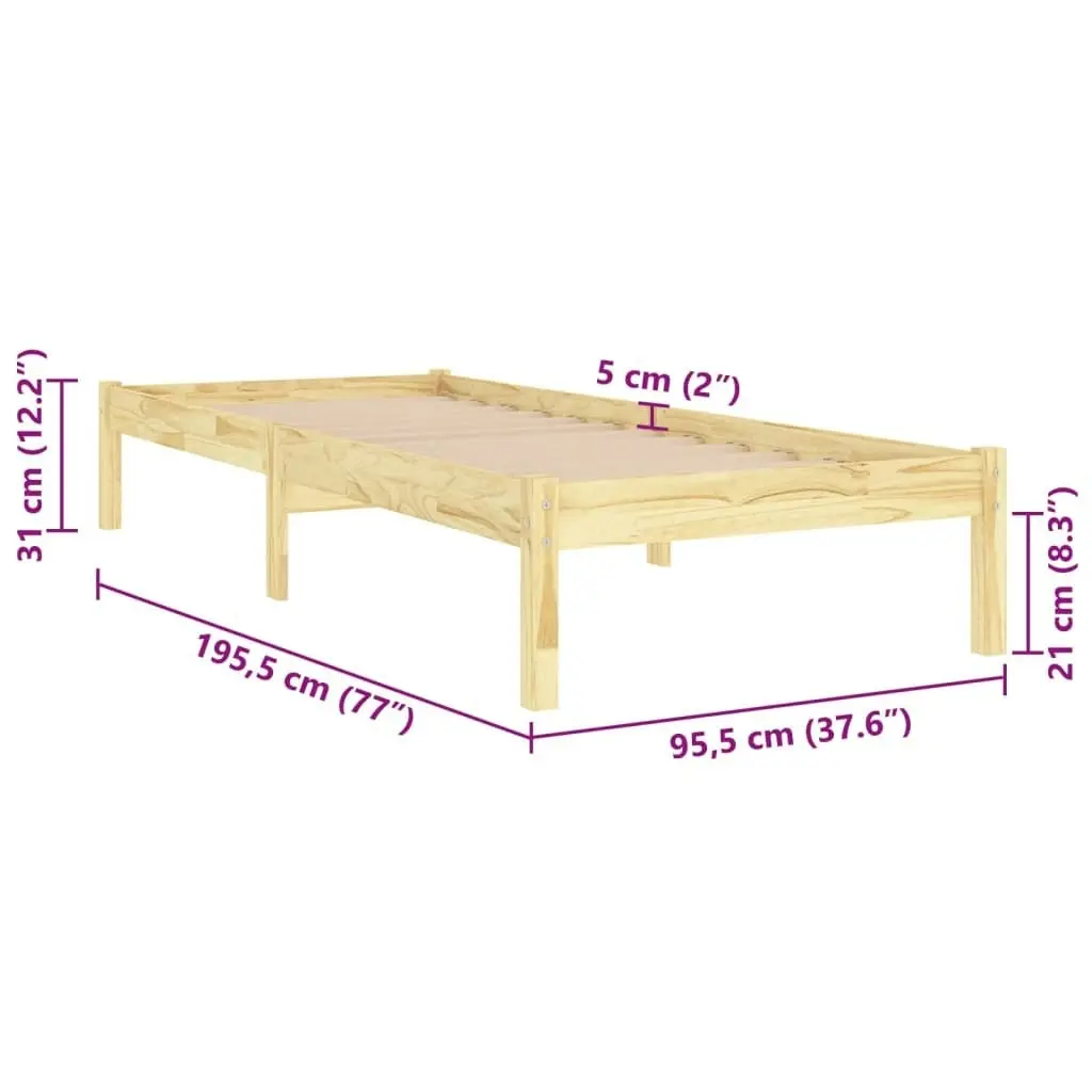 Bed Frame Solid Wood 92x187 cm Single Size 809982