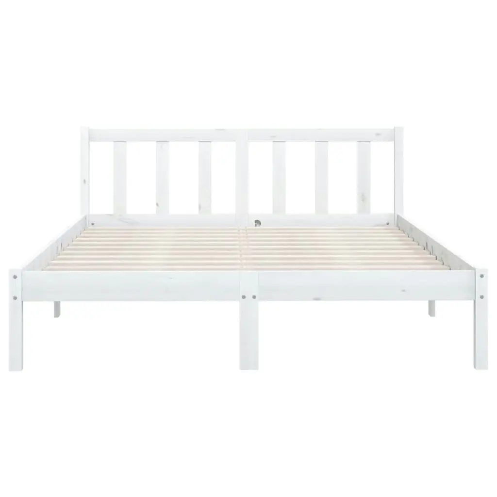 Bed Frame without Mattress White Solid Wood 135x190 cm 810058