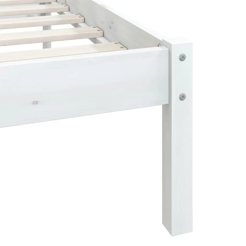 Bed Frame without Mattress White Solid Wood 135x190 cm 810058