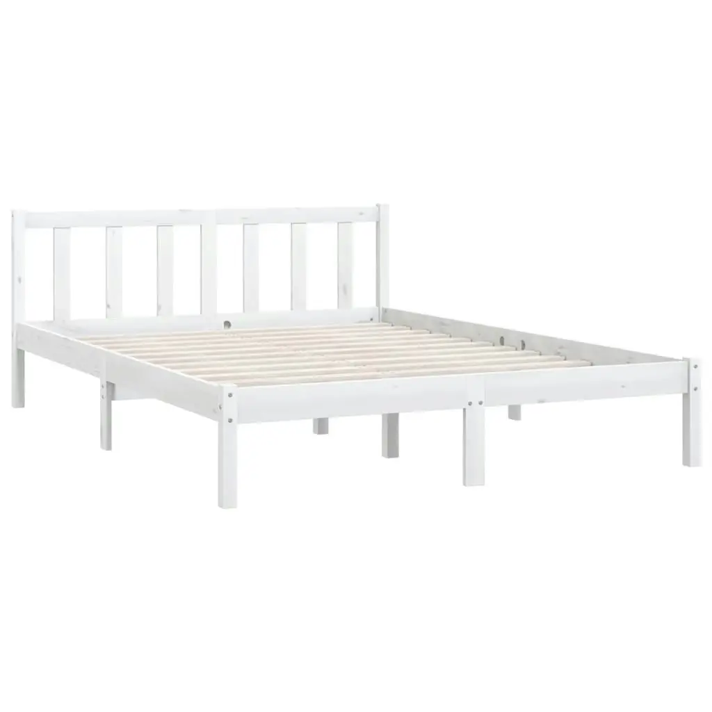 Bed Frame without Mattress White Solid Wood 135x190 cm 810058