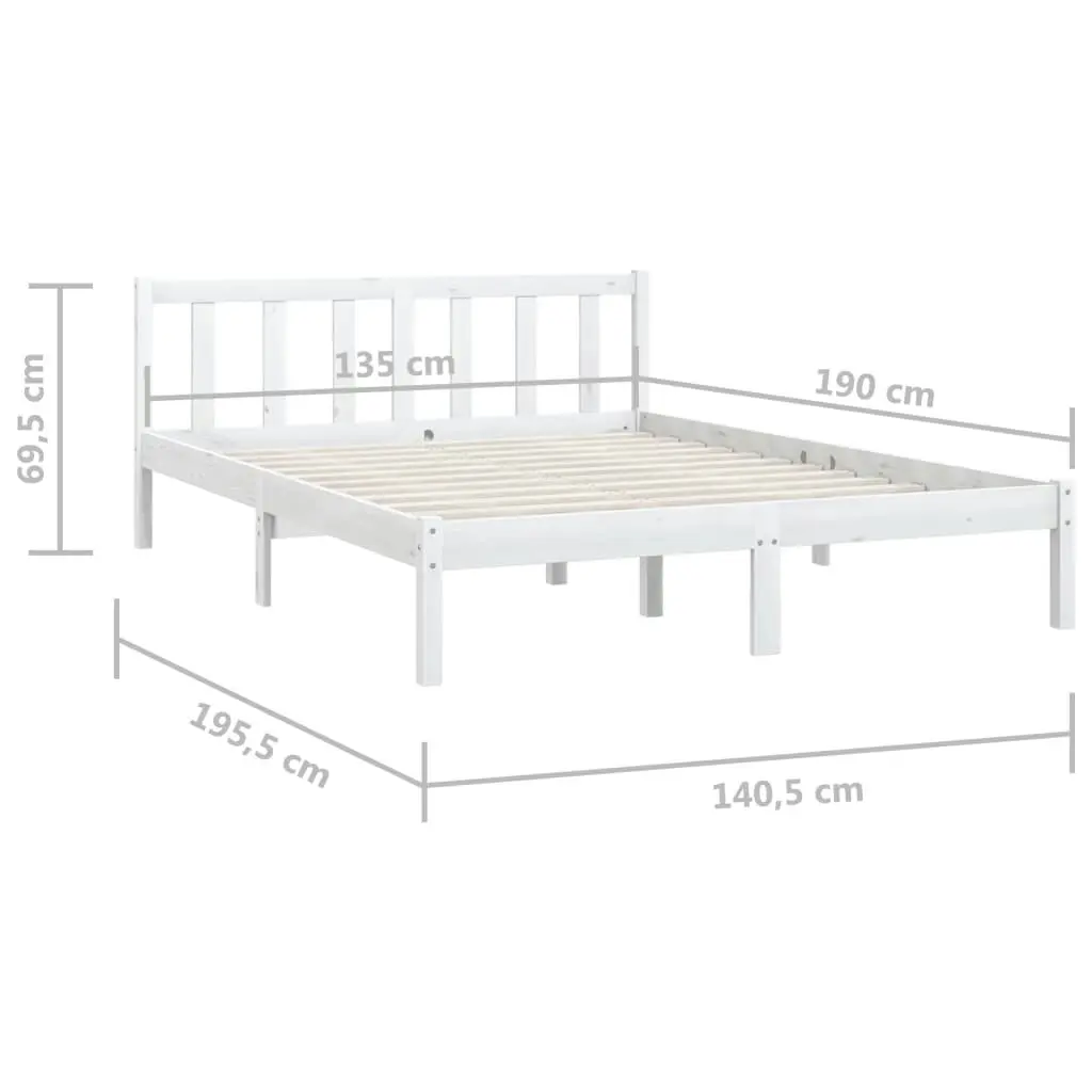 Bed Frame without Mattress White Solid Wood 135x190 cm 810058