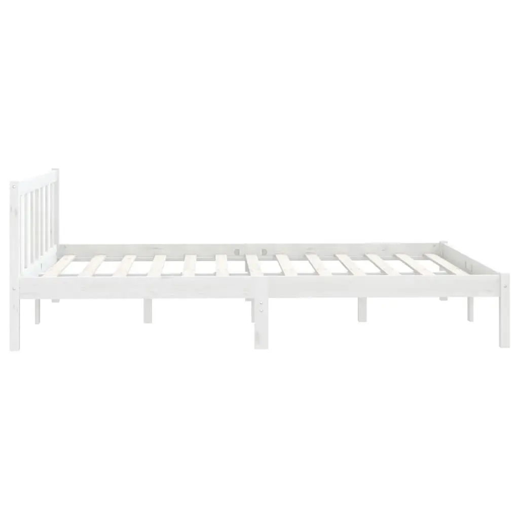 Bed Frame without Mattress White Solid Wood 135x190 cm 810058