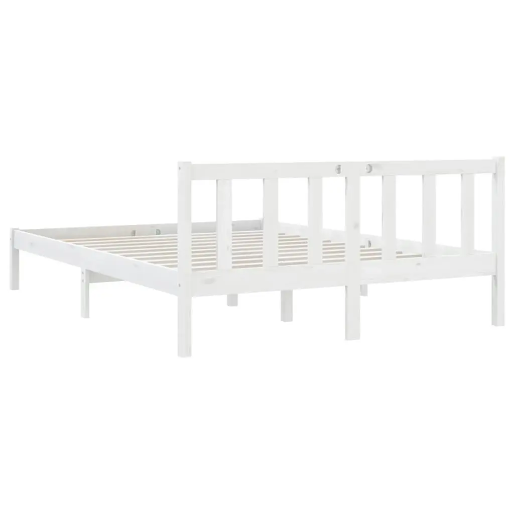 Bed Frame without Mattress White Solid Wood 135x190 cm 810058