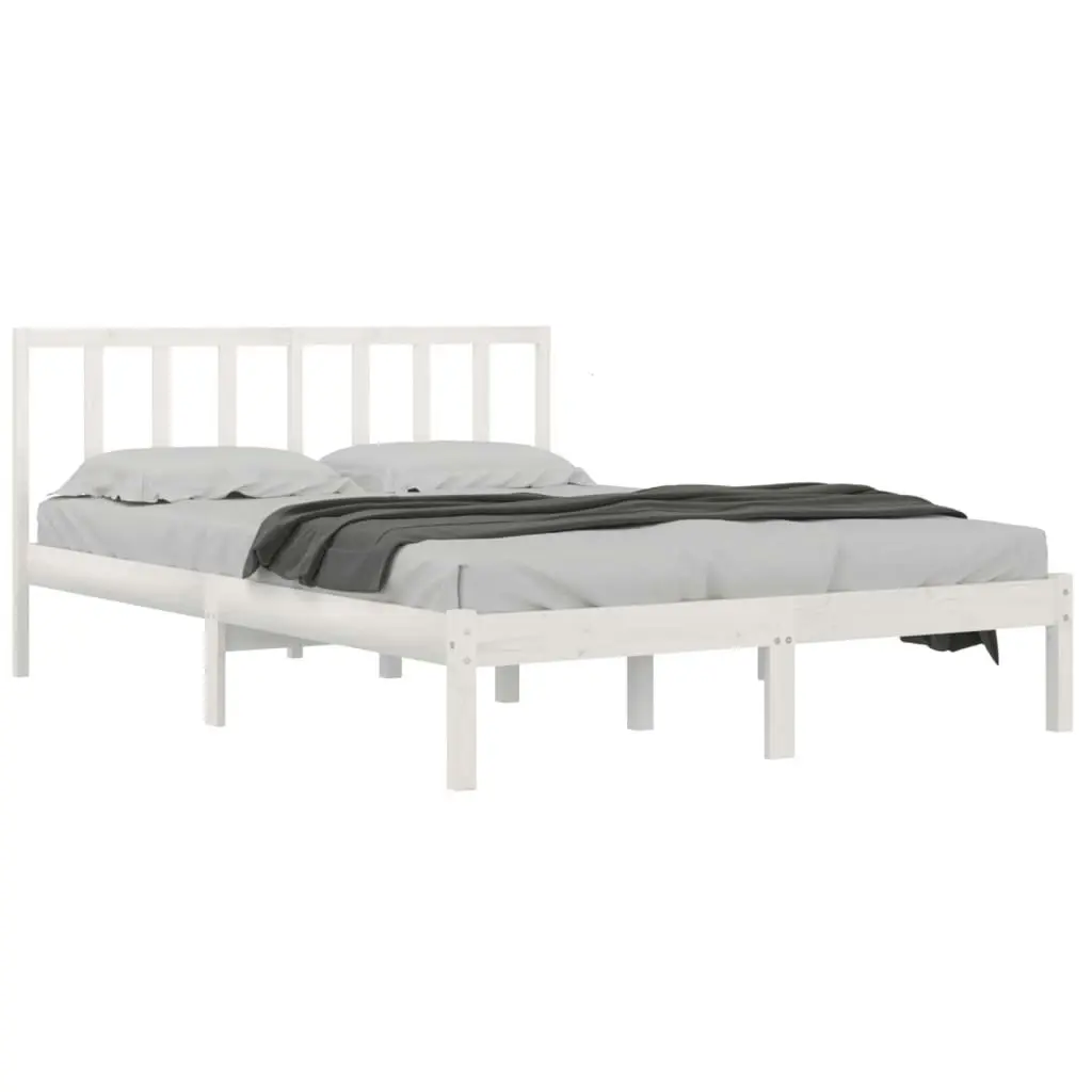 Bed Frame without Mattress White Solid Wood Pine 150x200 cm 3105077