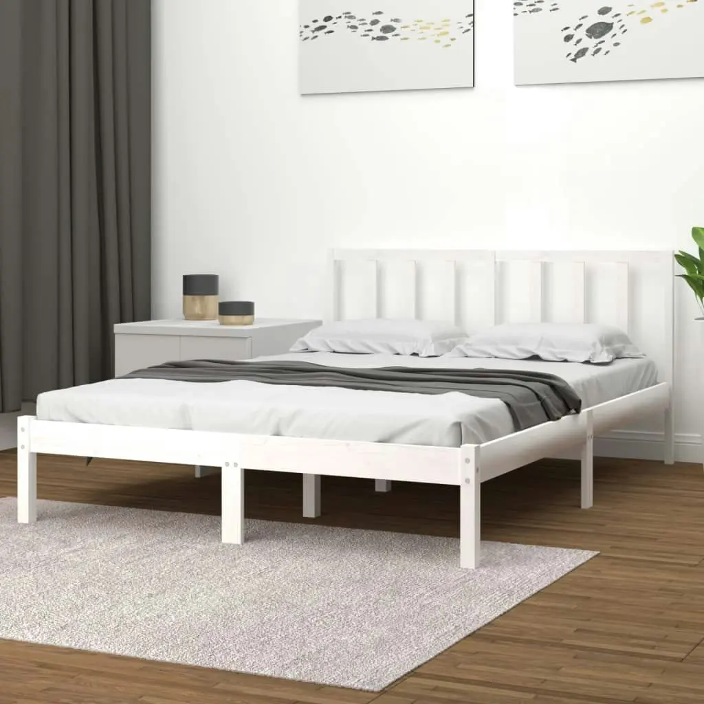 Bed Frame without Mattress White Solid Wood Pine 150x200 cm 3105077