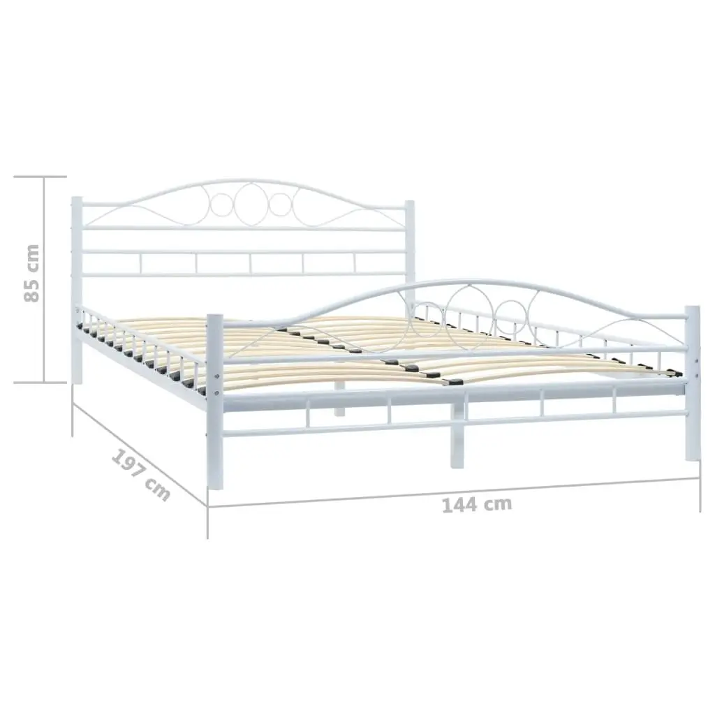 Bed Frame without Mattress White Metal 137x187 cm Double 247236