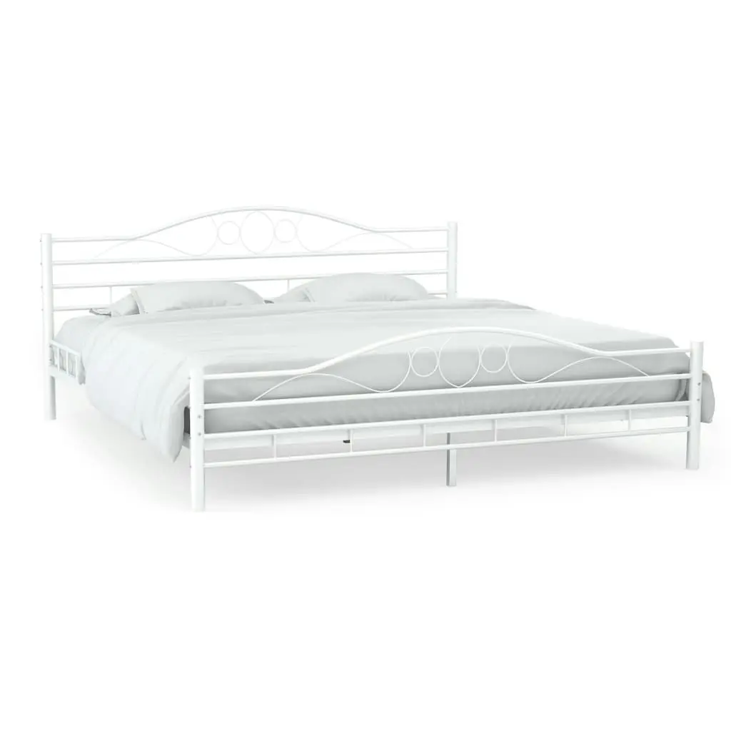 Bed Frame without Mattress White Metal 137x187 cm Double 247236