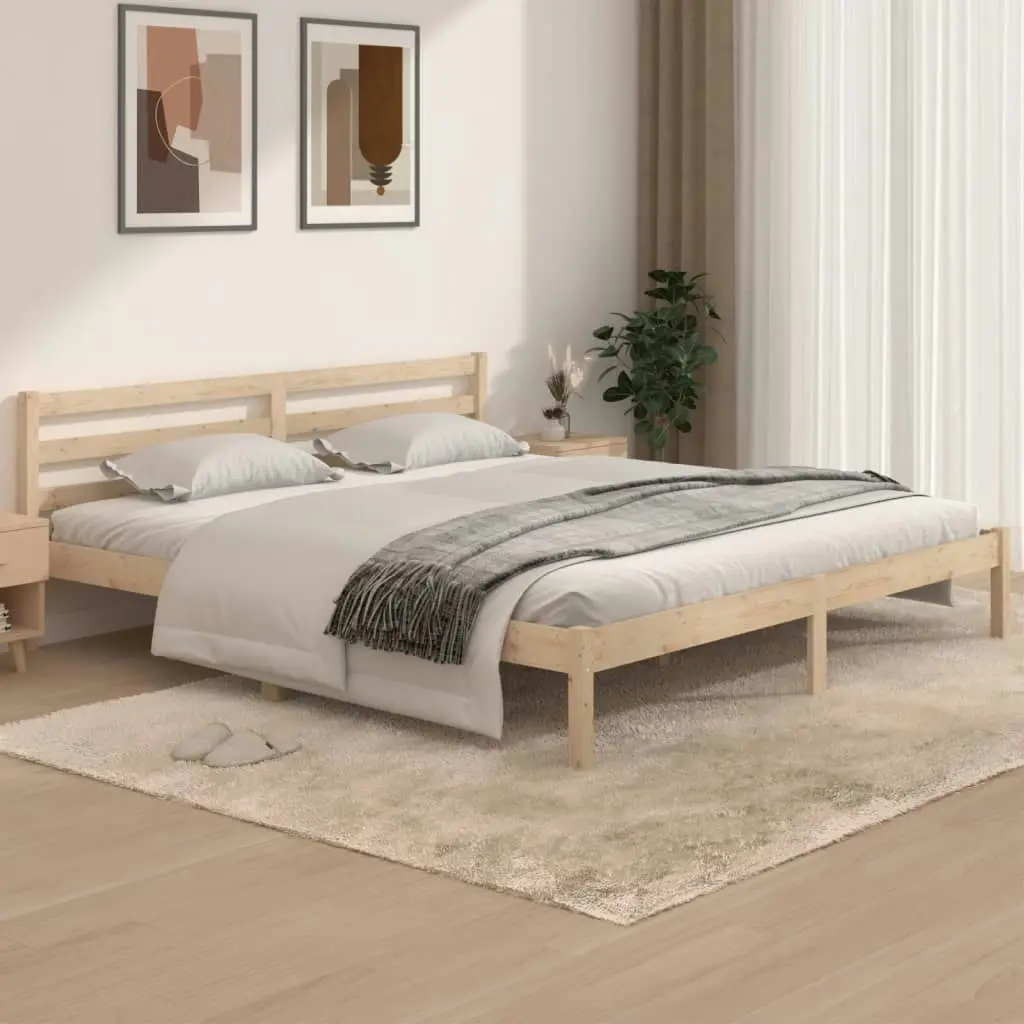 Bed Frame Solid Wood Pine 183x203 cm King Size 810445