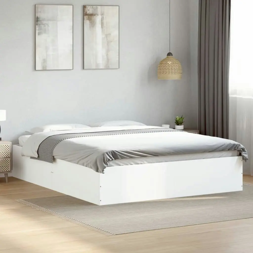 Bed Frame White 150x200 cm Engineered Wood 3281007