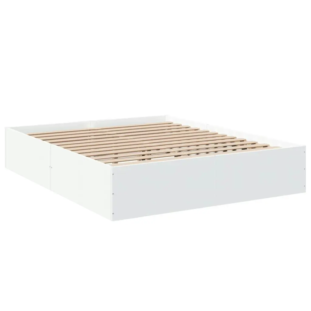 Bed Frame White 150x200 cm Engineered Wood 3281007