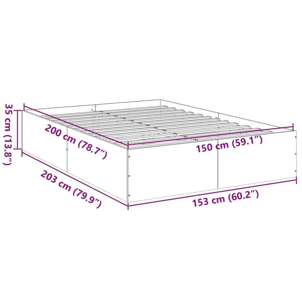 Bed Frame White 150x200 cm Engineered Wood 3281007