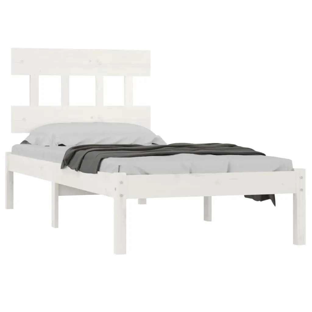 Bed Frame White Solid Wood 92x187 cm Single Size 3104704