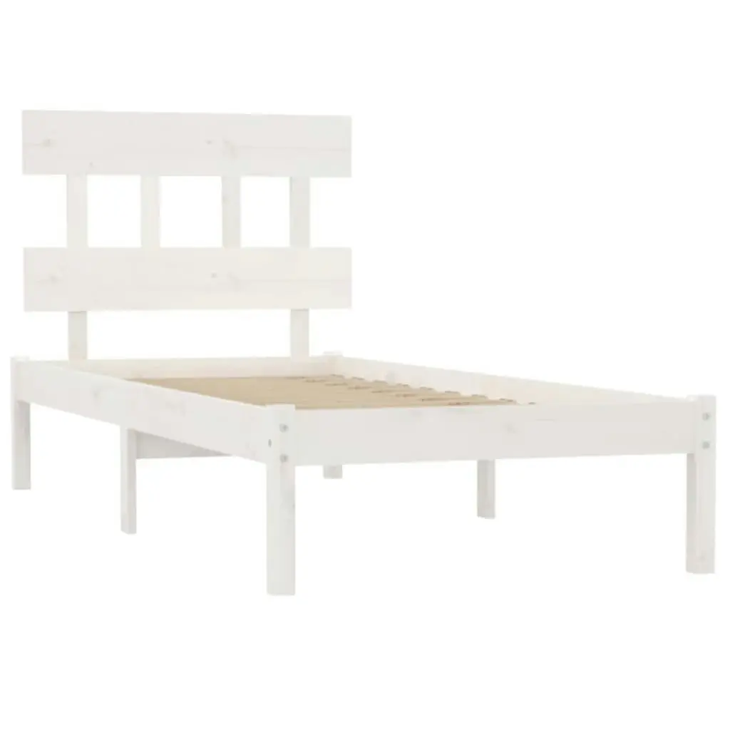 Bed Frame White Solid Wood 92x187 cm Single Size 3104704