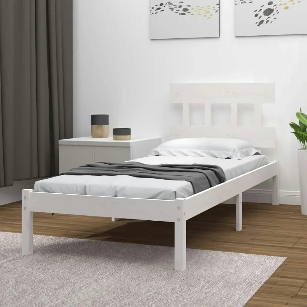 Bed Frame White Solid Wood 92x187 cm Single Size 3104704