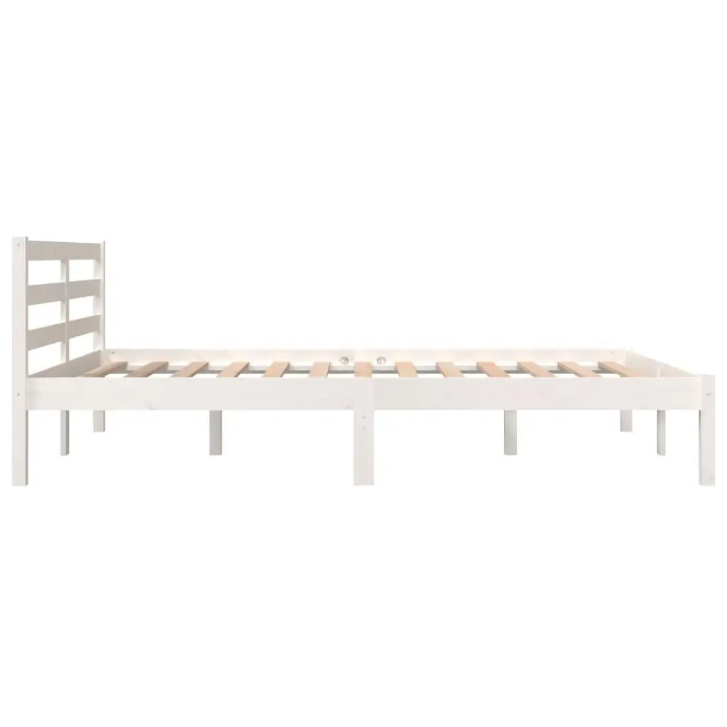 Bed Frame Solid Wood Pine White 137x187 cm Double Size 810406