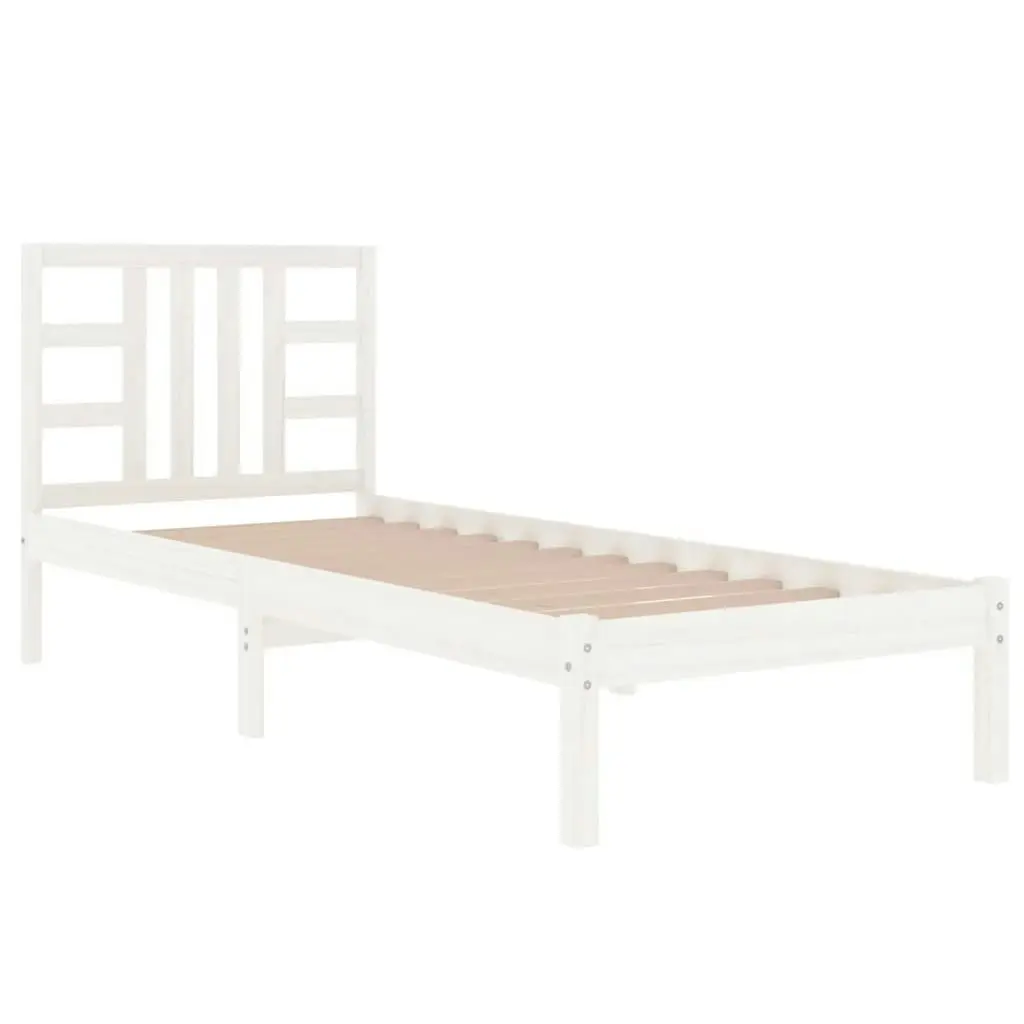 Bed Frame White Solid Wood 92x187 cm Single Size 3105371