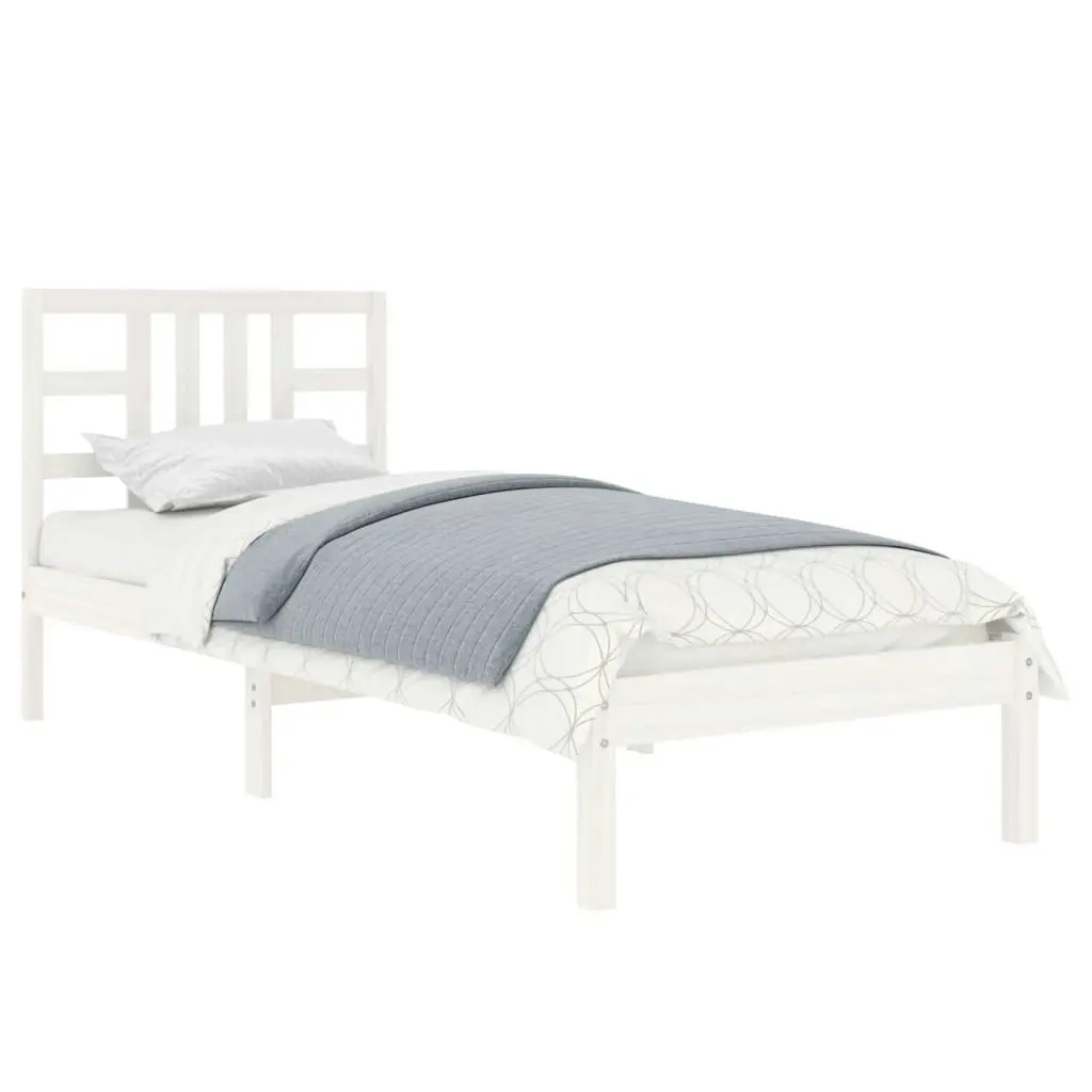 Bed Frame White Solid Wood 92x187 cm Single Size 3105371