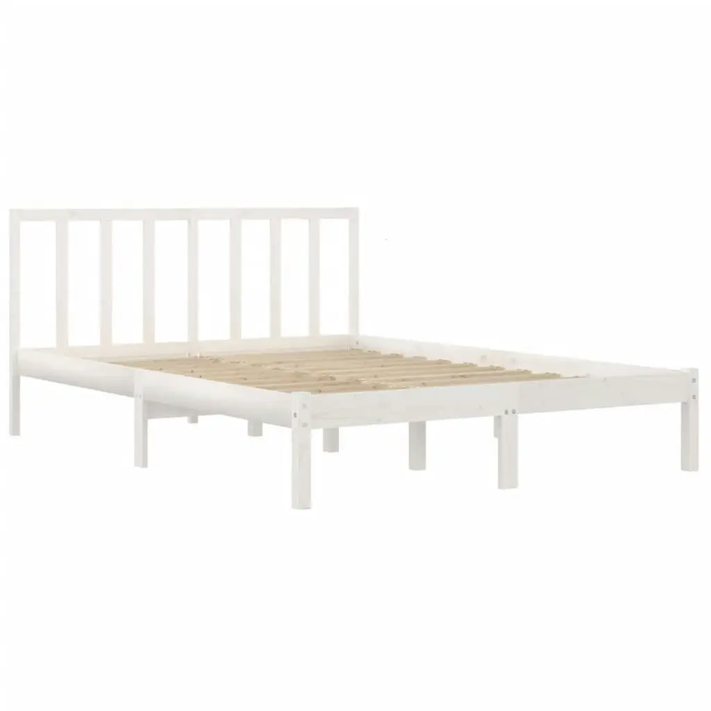 Bed Frame without Mattress White Solid Wood Pine 135x190 cm 3105112