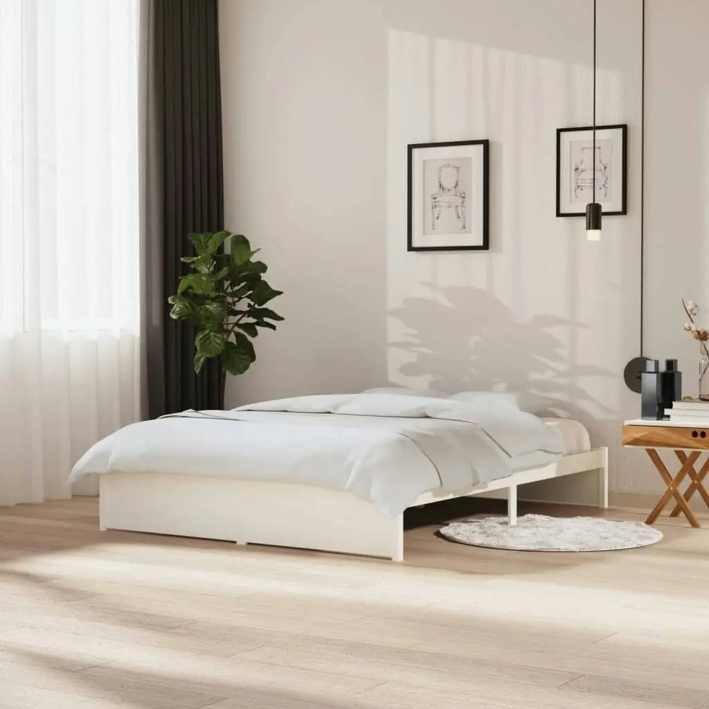 Bed Frame without Mattress White Solid Wood 150x200 cm 814955