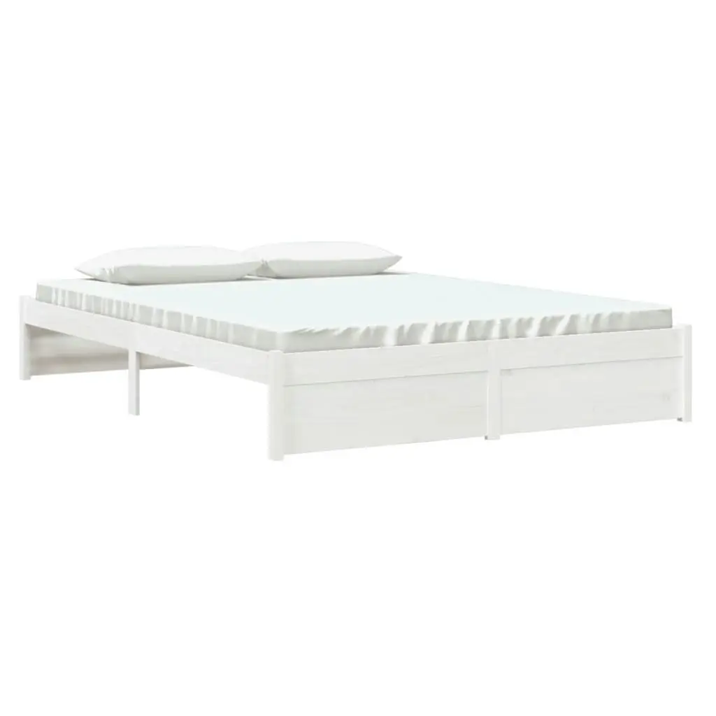 Bed Frame without Mattress White Solid Wood 150x200 cm 814955