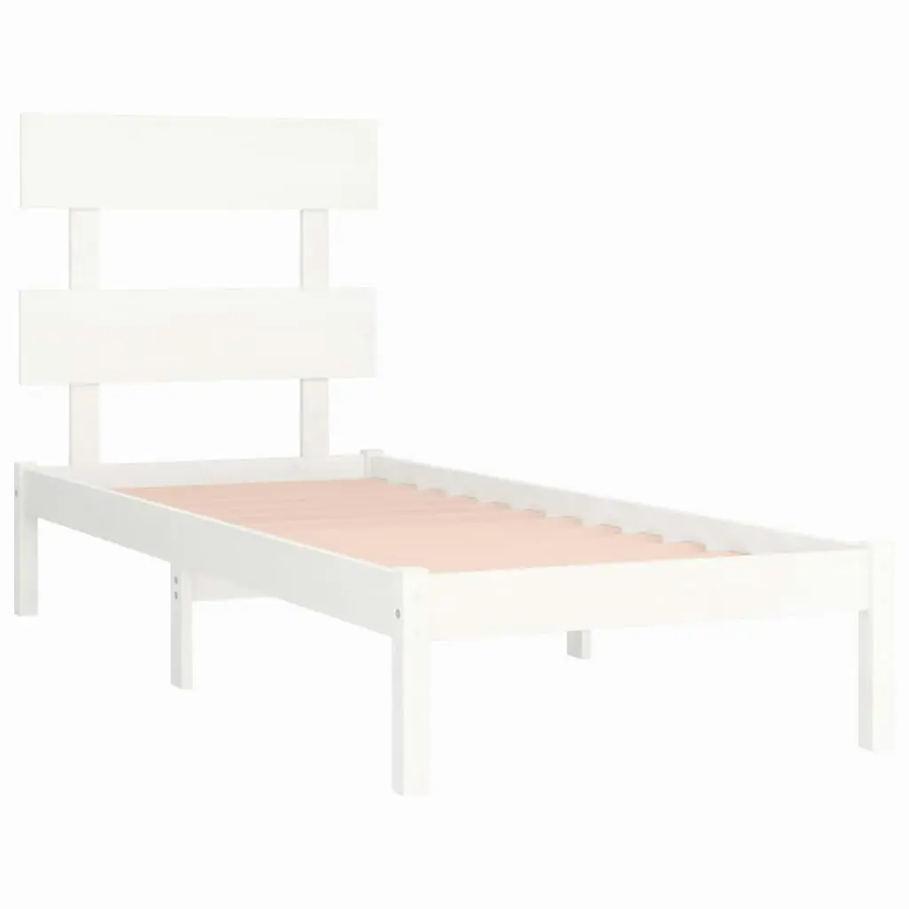 Bed Frame White Solid Wood 92x187 cm Single Size 3104639