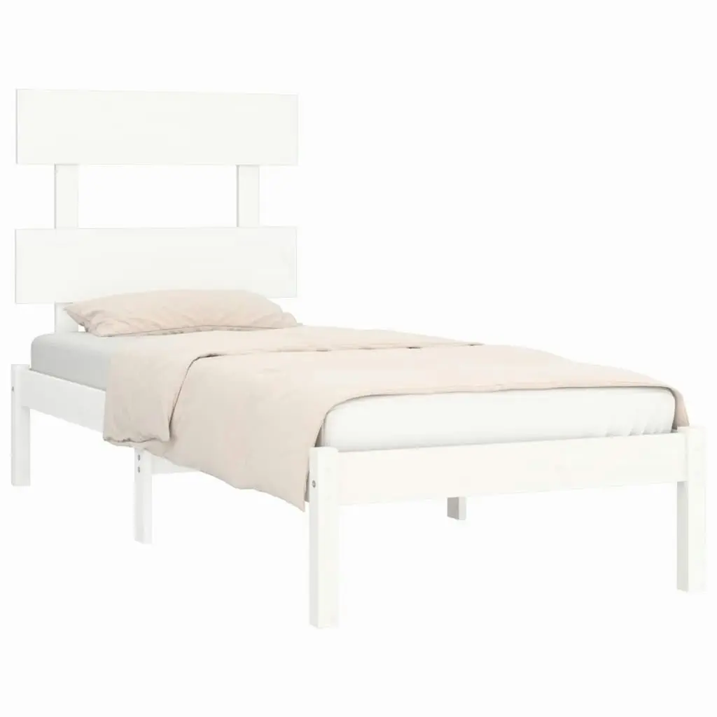 Bed Frame White Solid Wood 92x187 cm Single Size 3104639