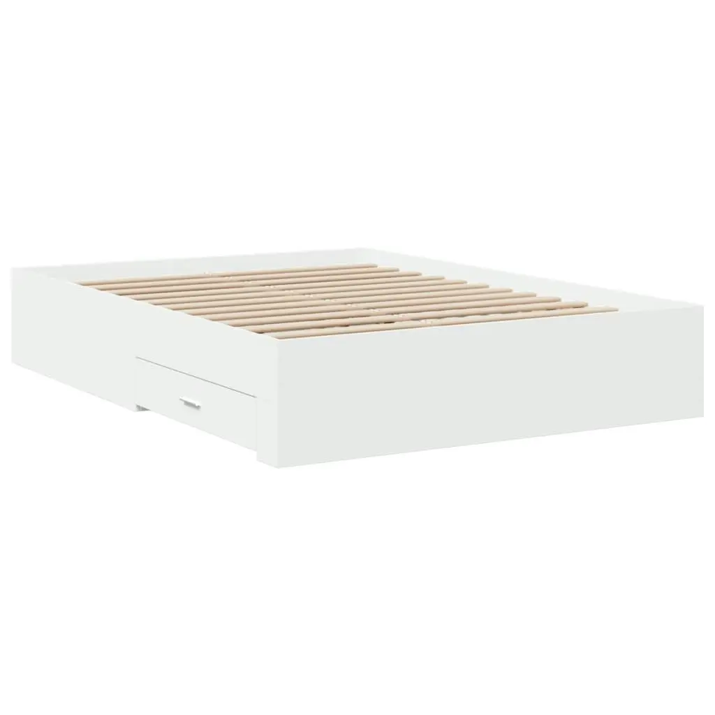 Bed Frame with Drawers White 135x190 cm Engineered Wood 3280405