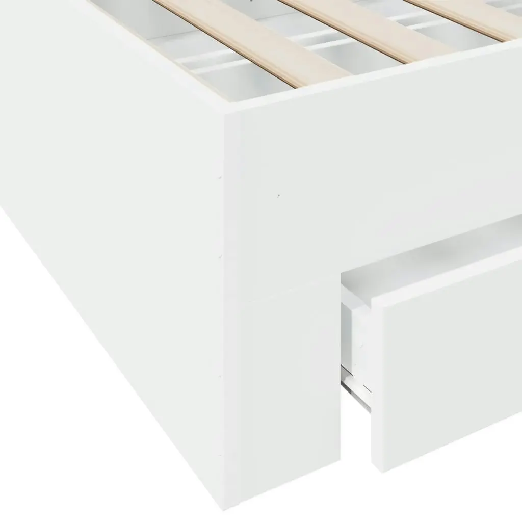 Bed Frame with Drawers White 135x190 cm Engineered Wood 3280405