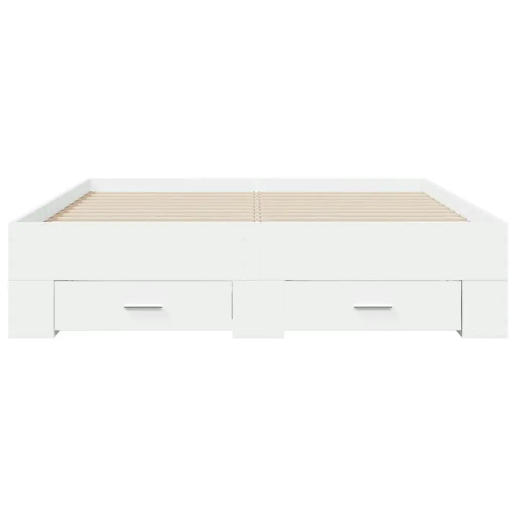 Bed Frame with Drawers White 135x190 cm Engineered Wood 3280405