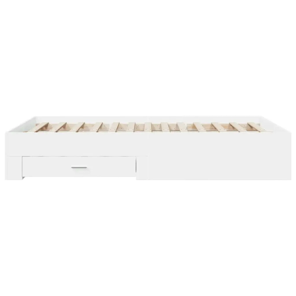 Bed Frame with Drawers White 135x190 cm Engineered Wood 3280405