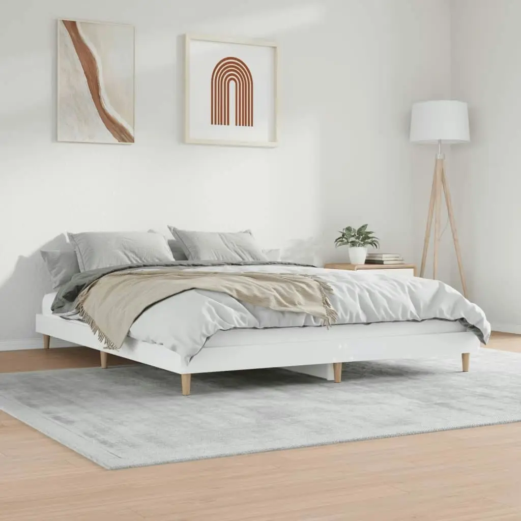 Bed Frame White 153x203 cm Queen Size Engineered Wood 832029